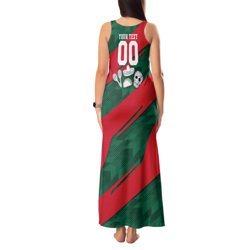 Personalized Mexico Football Jaguar Mascot Tank Maxi Dress Sugar Skull Sombrero Aztec