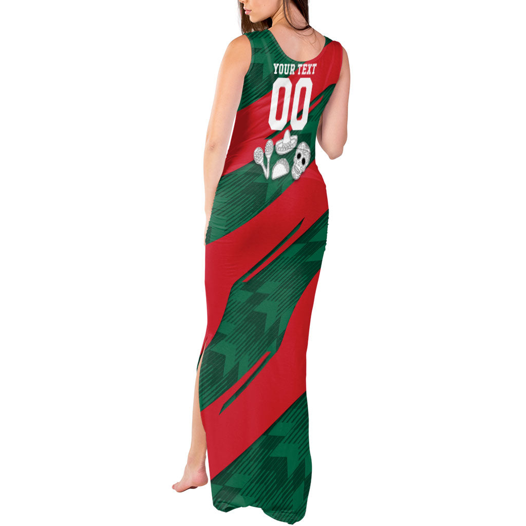 Personalized Mexico Football Jaguar Mascot Tank Maxi Dress Sugar Skull Sombrero Aztec