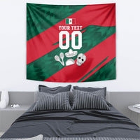 Personalized Mexico Football Jaguar Mascot Tapestry Sugar Skull Sombrero Aztec