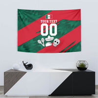Personalized Mexico Football Jaguar Mascot Tapestry Sugar Skull Sombrero Aztec