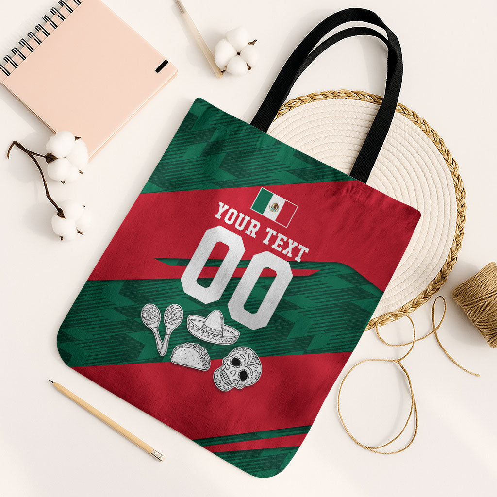 Personalized Mexico Football Jaguar Mascot Tote Bag Sugar Skull Sombrero Aztec