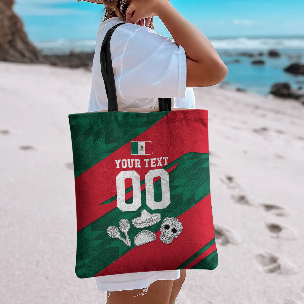 Personalized Mexico Football Jaguar Mascot Tote Bag Sugar Skull Sombrero Aztec