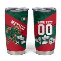 Personalized Mexico Football Jaguar Mascot Tumbler Cup Sugar Skull Sombrero Aztec