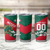 Personalized Mexico Football Jaguar Mascot Tumbler Cup Sugar Skull Sombrero Aztec