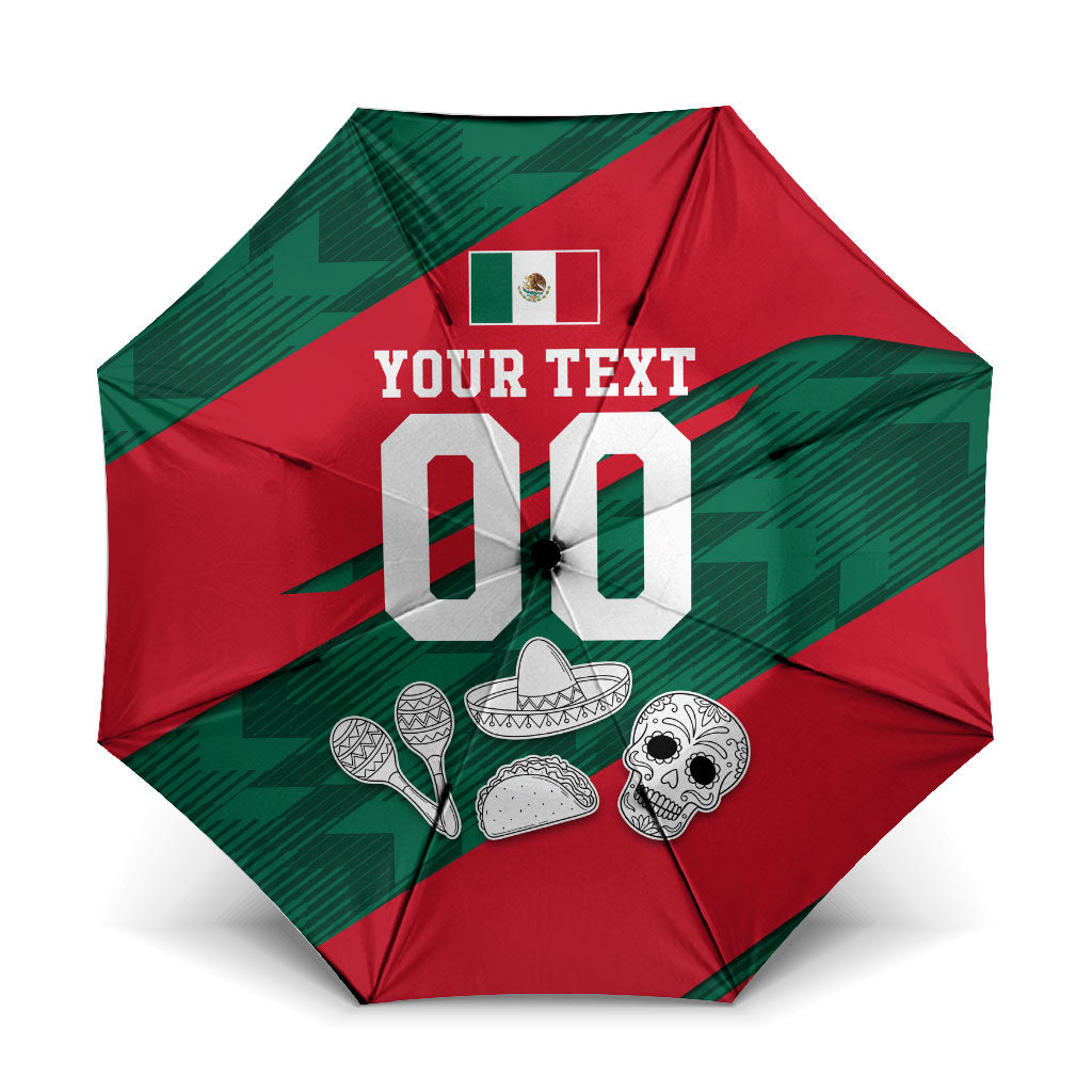 Personalized Mexico Football Jaguar Mascot Umbrella Sugar Skull Sombrero Aztec