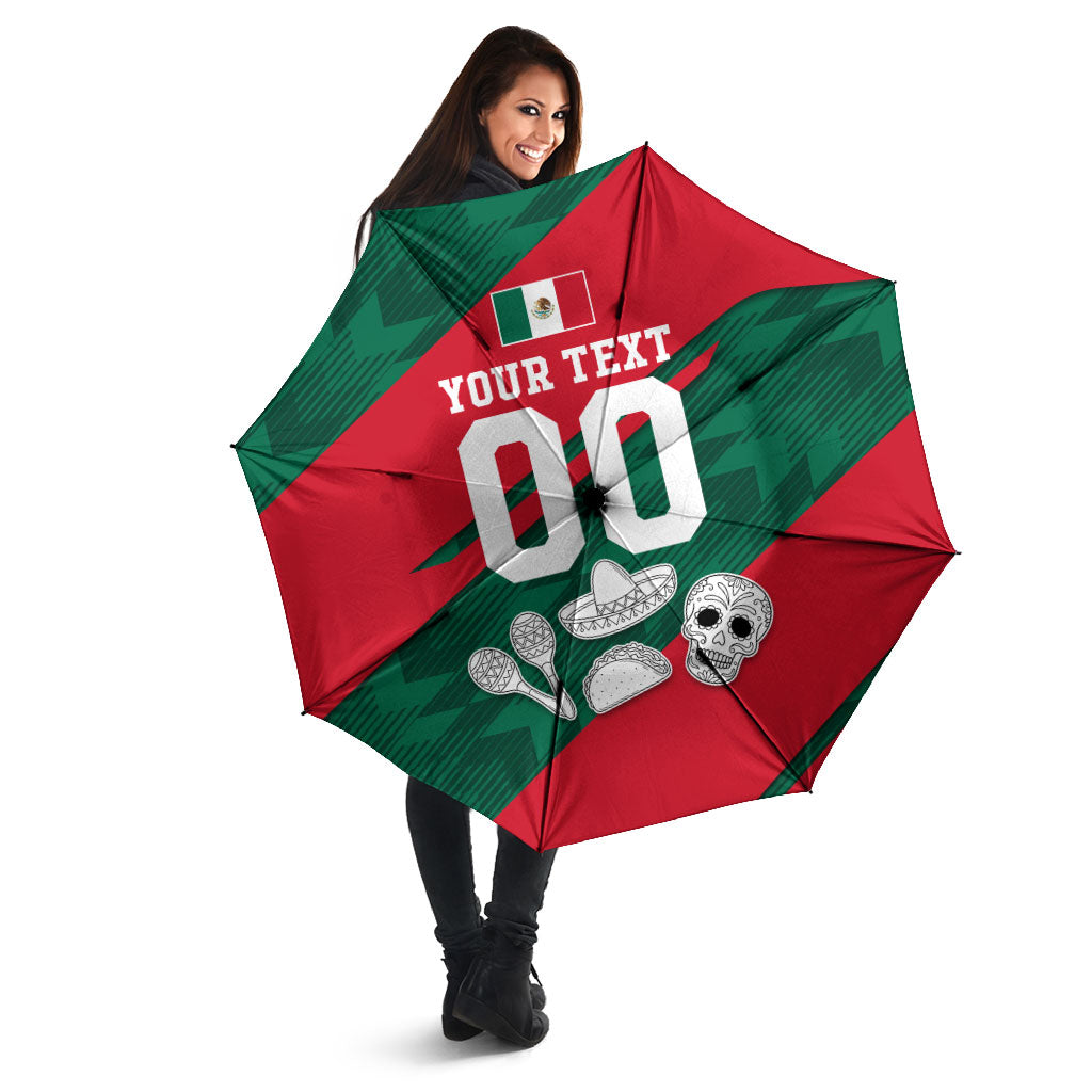 Personalized Mexico Football Jaguar Mascot Umbrella Sugar Skull Sombrero Aztec
