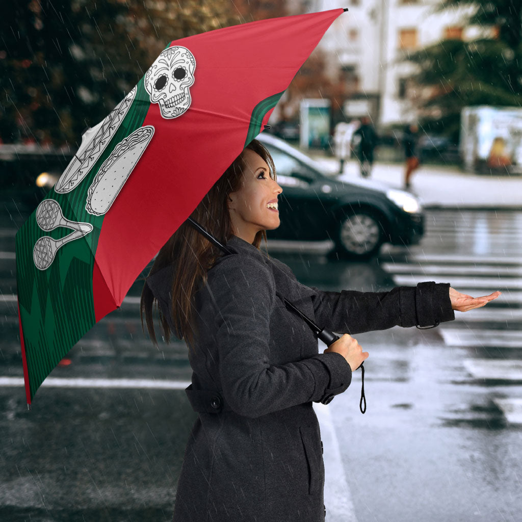 Personalized Mexico Football Jaguar Mascot Umbrella Sugar Skull Sombrero Aztec