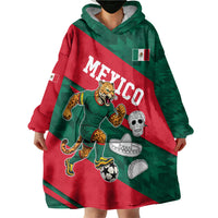 Personalized Mexico Football Jaguar Mascot Wearable Blanket Hoodie Sugar Skull Sombrero Aztec