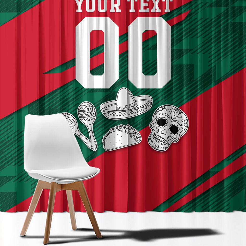 Personalized Mexico Football Jaguar Mascot Window Curtain Sugar Skull Sombrero Aztec