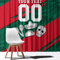 Personalized Mexico Football Jaguar Mascot Window Curtain Sugar Skull Sombrero Aztec
