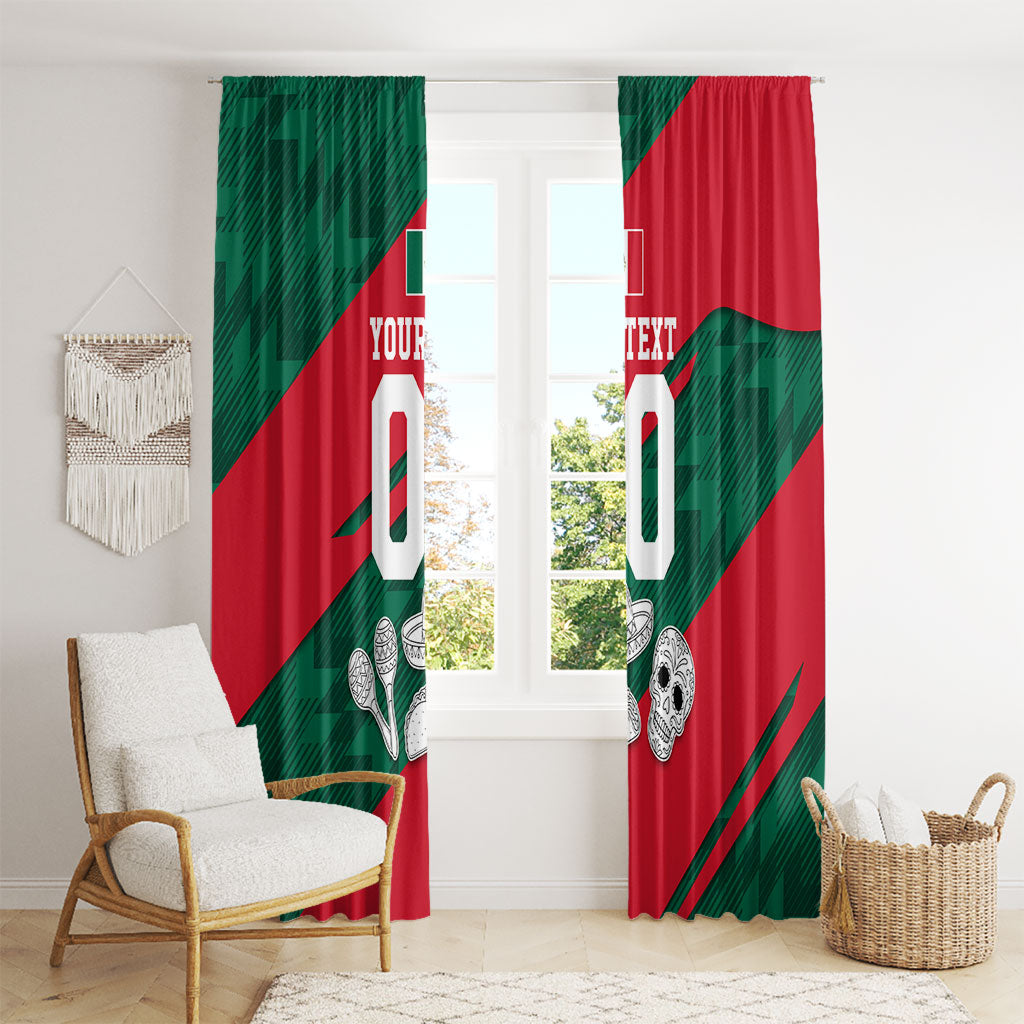 Personalized Mexico Football Jaguar Mascot Window Curtain Sugar Skull Sombrero Aztec