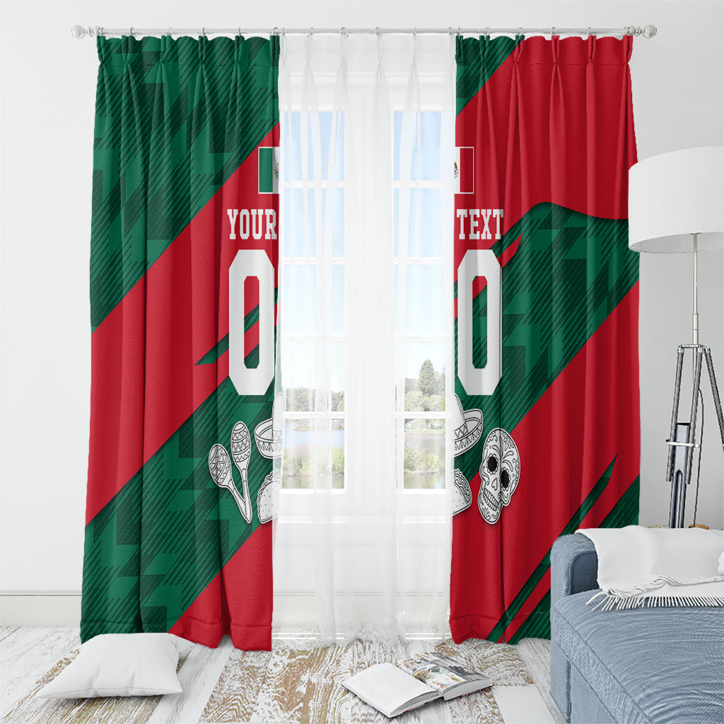 Personalized Mexico Football Jaguar Mascot Window Curtain Sugar Skull Sombrero Aztec