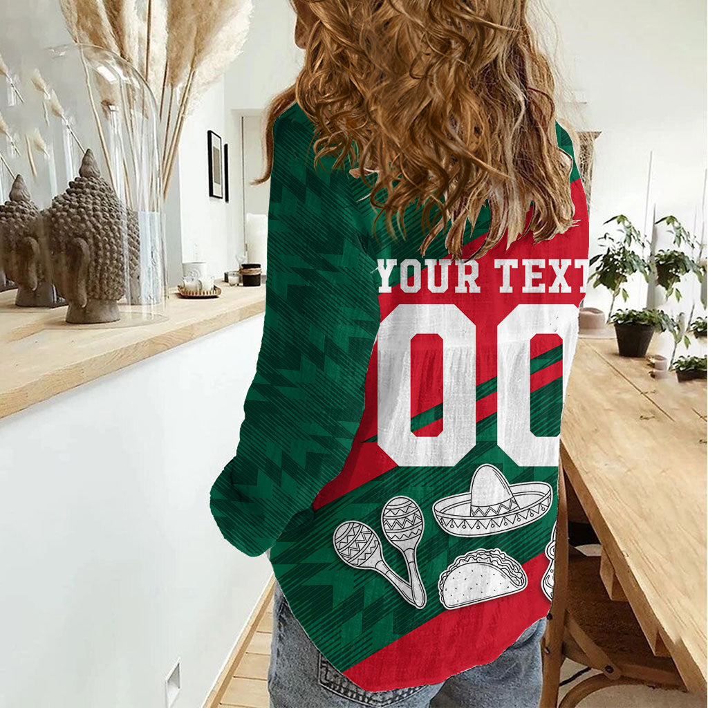 Personalized Mexico Football Jaguar Mascot Women Casual Shirt Sugar Skull Sombrero Aztec