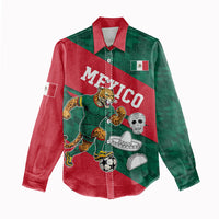 Personalized Mexico Football Jaguar Mascot Women Casual Shirt Sugar Skull Sombrero Aztec