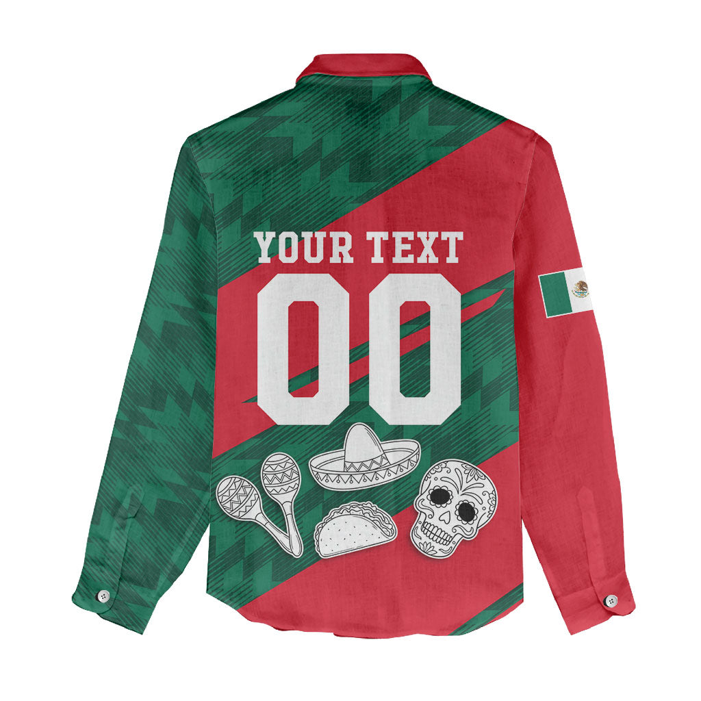 Personalized Mexico Football Jaguar Mascot Women Casual Shirt Sugar Skull Sombrero Aztec