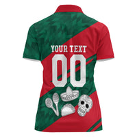 Personalized Mexico Football Jaguar Mascot Women Polo Shirt Sugar Skull Sombrero Aztec