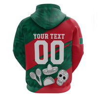 Personalized Mexico Football Jaguar Mascot Zip Hoodie Sugar Skull Sombrero Aztec
