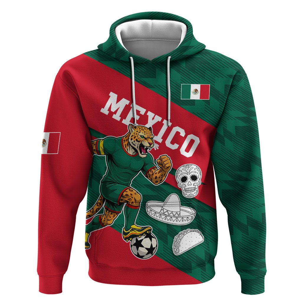 Personalized Mexico Football Jaguar Mascot Zip Hoodie Sugar Skull Sombrero Aztec