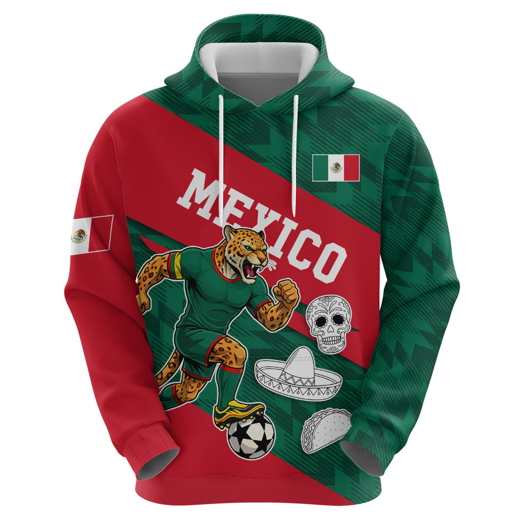 Personalized Mexico Football Jaguar Mascot Zip Hoodie Sugar Skull Sombrero Aztec