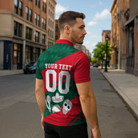 Personalized Mexico Football Jaguar Mascot Zipper Polo Shirt Sugar Skull Sombrero Aztec