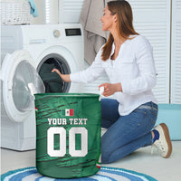Personalized Mexico Football Laundry Basket Jaguar Mascot Artistic Brush Stroke Texture