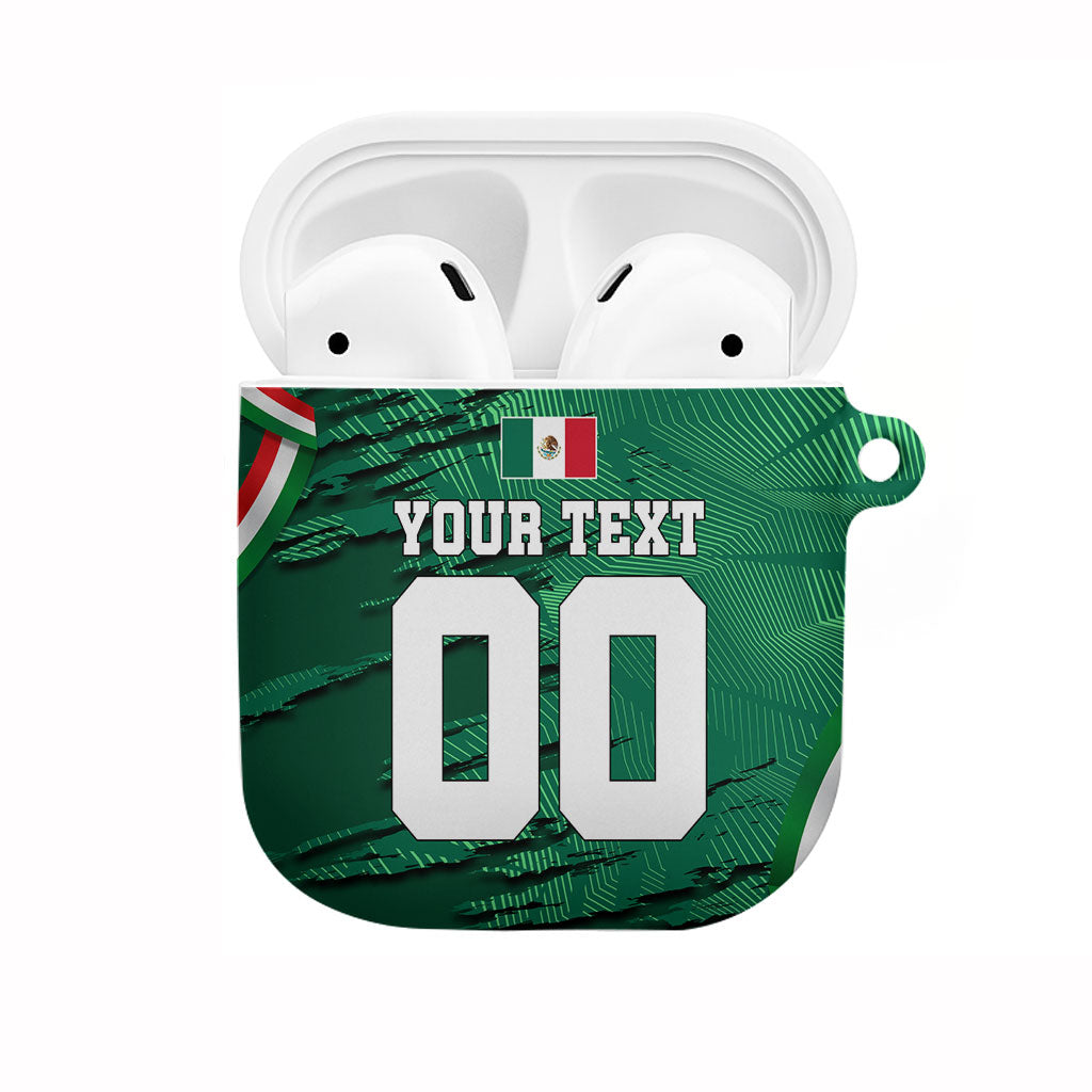 Personalized Mexico Football AirPods Case Jaguar Mascot Artistic Brush Stroke Texture