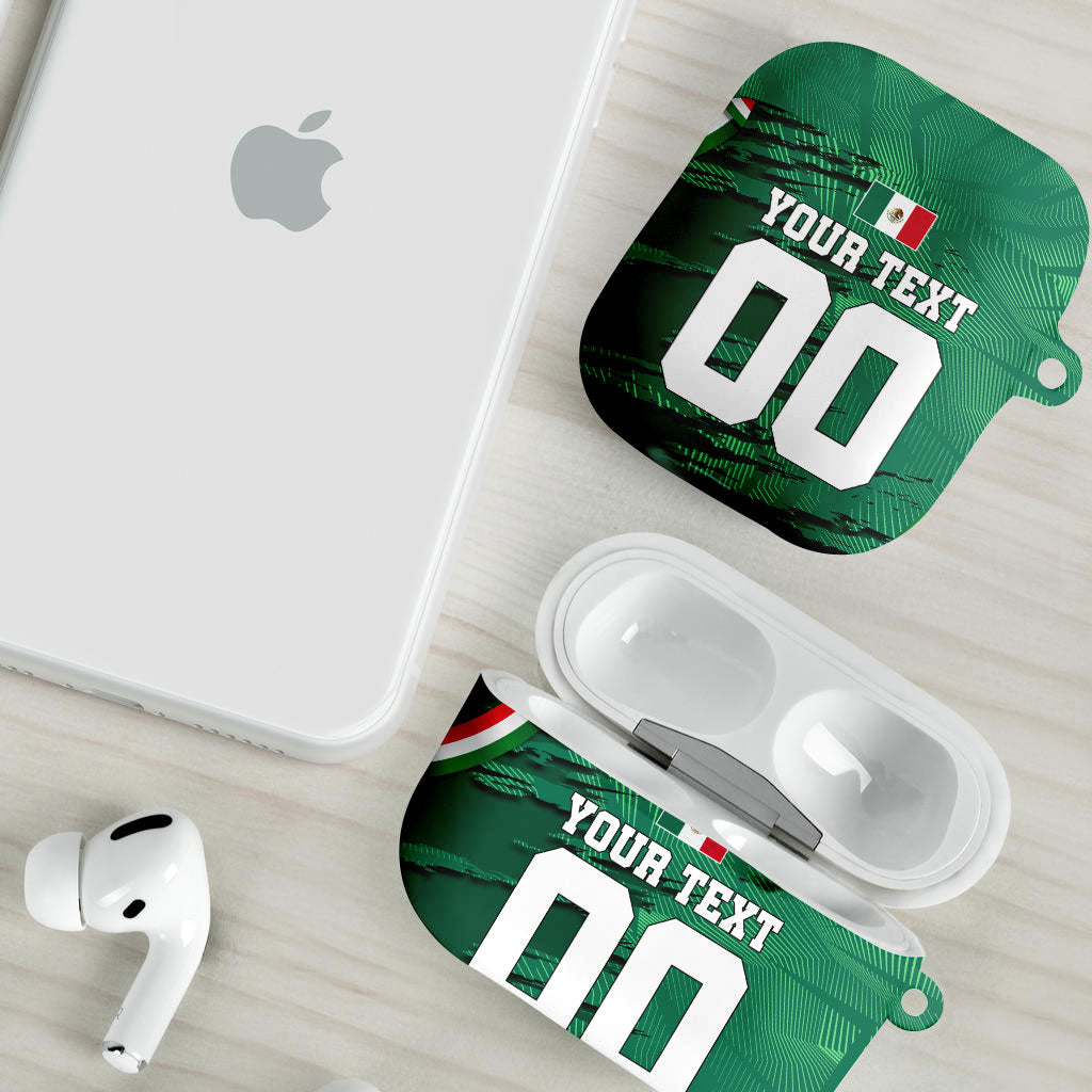 Personalized Mexico Football AirPods Case Jaguar Mascot Artistic Brush Stroke Texture