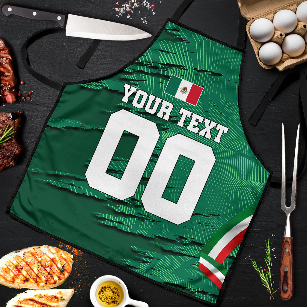 Personalized Mexico Football Apron Jaguar Mascot Artistic Brush Stroke Texture