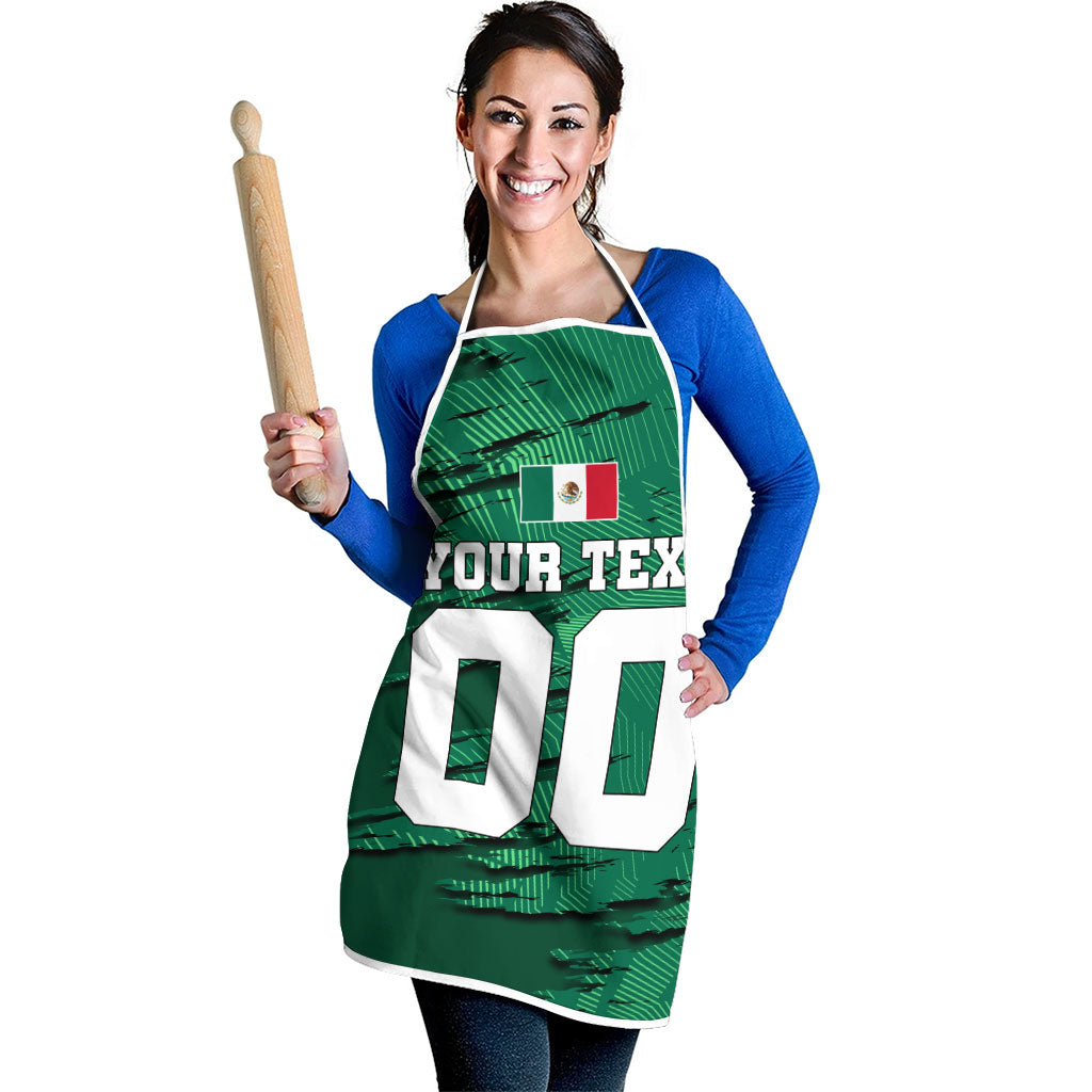 Personalized Mexico Football Apron Jaguar Mascot Artistic Brush Stroke Texture
