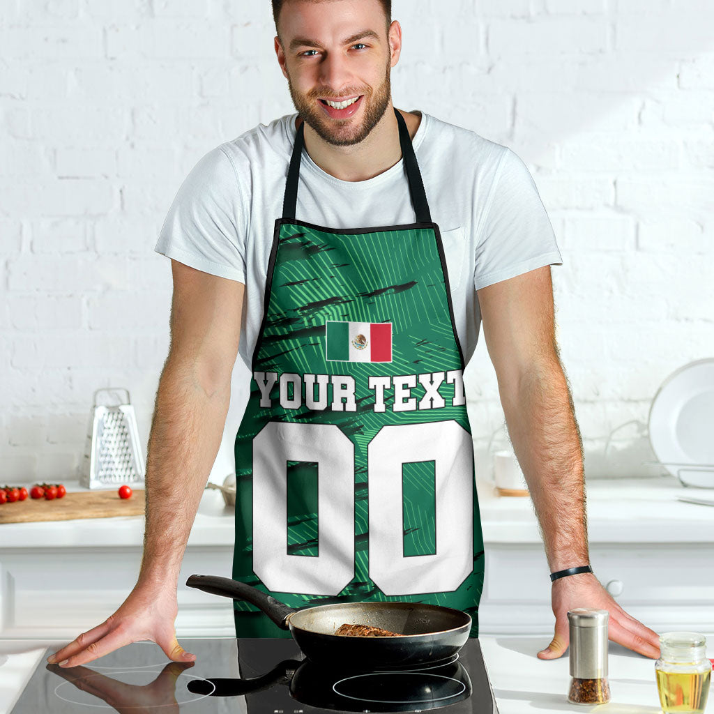 Personalized Mexico Football Apron Jaguar Mascot Artistic Brush Stroke Texture