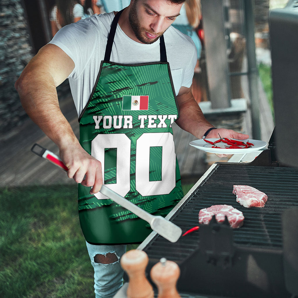 Personalized Mexico Football Apron Jaguar Mascot Artistic Brush Stroke Texture