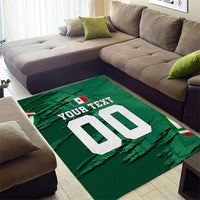 Personalized Mexico Football Area Rug Jaguar Mascot Artistic Brush Stroke Texture
