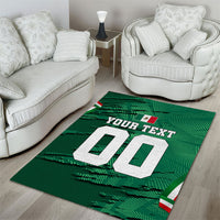 Personalized Mexico Football Area Rug Jaguar Mascot Artistic Brush Stroke Texture