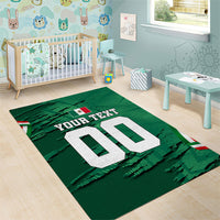 Personalized Mexico Football Area Rug Jaguar Mascot Artistic Brush Stroke Texture