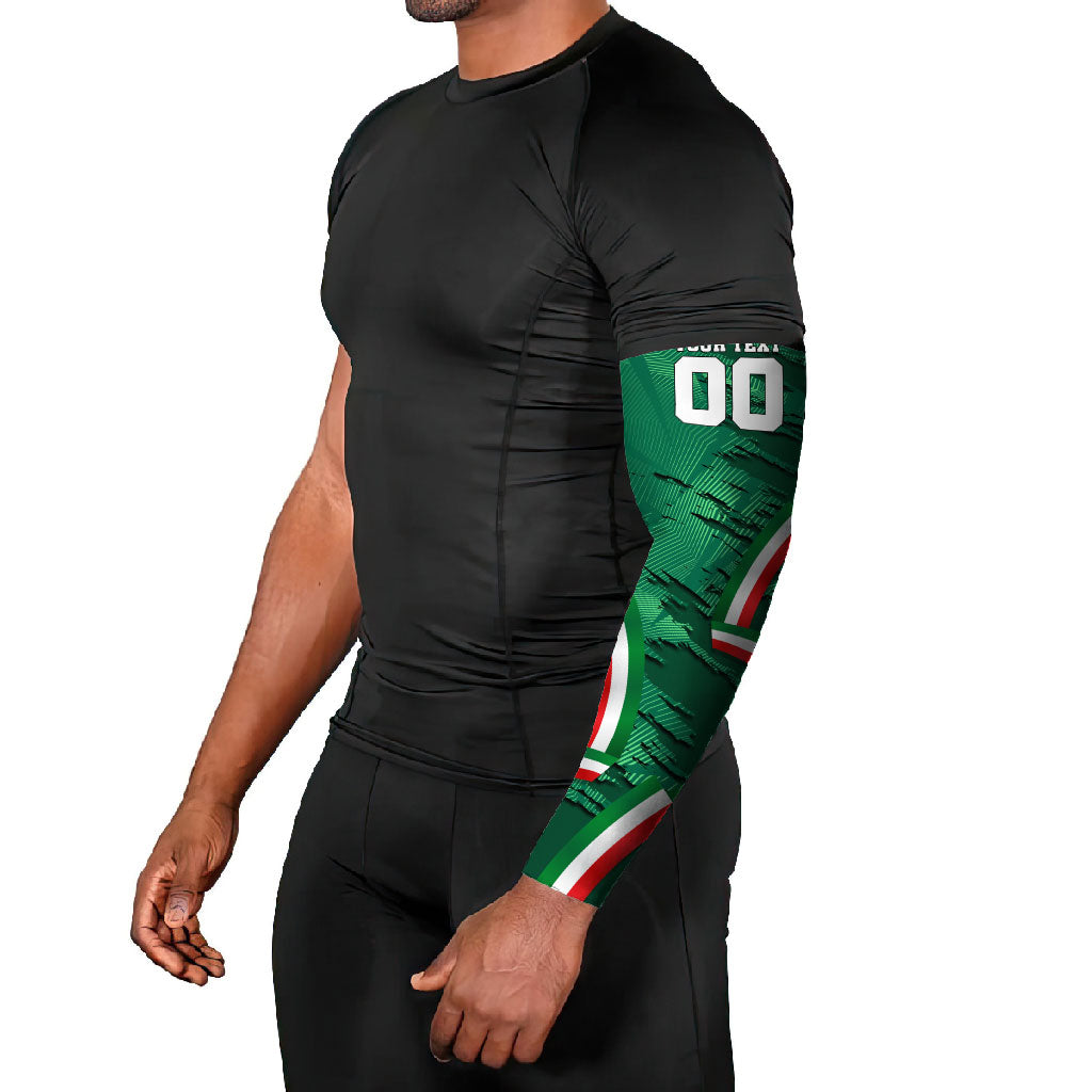 Personalized Mexico Football Arm Sleeves Jaguar Mascot Artistic Brush Stroke Texture
