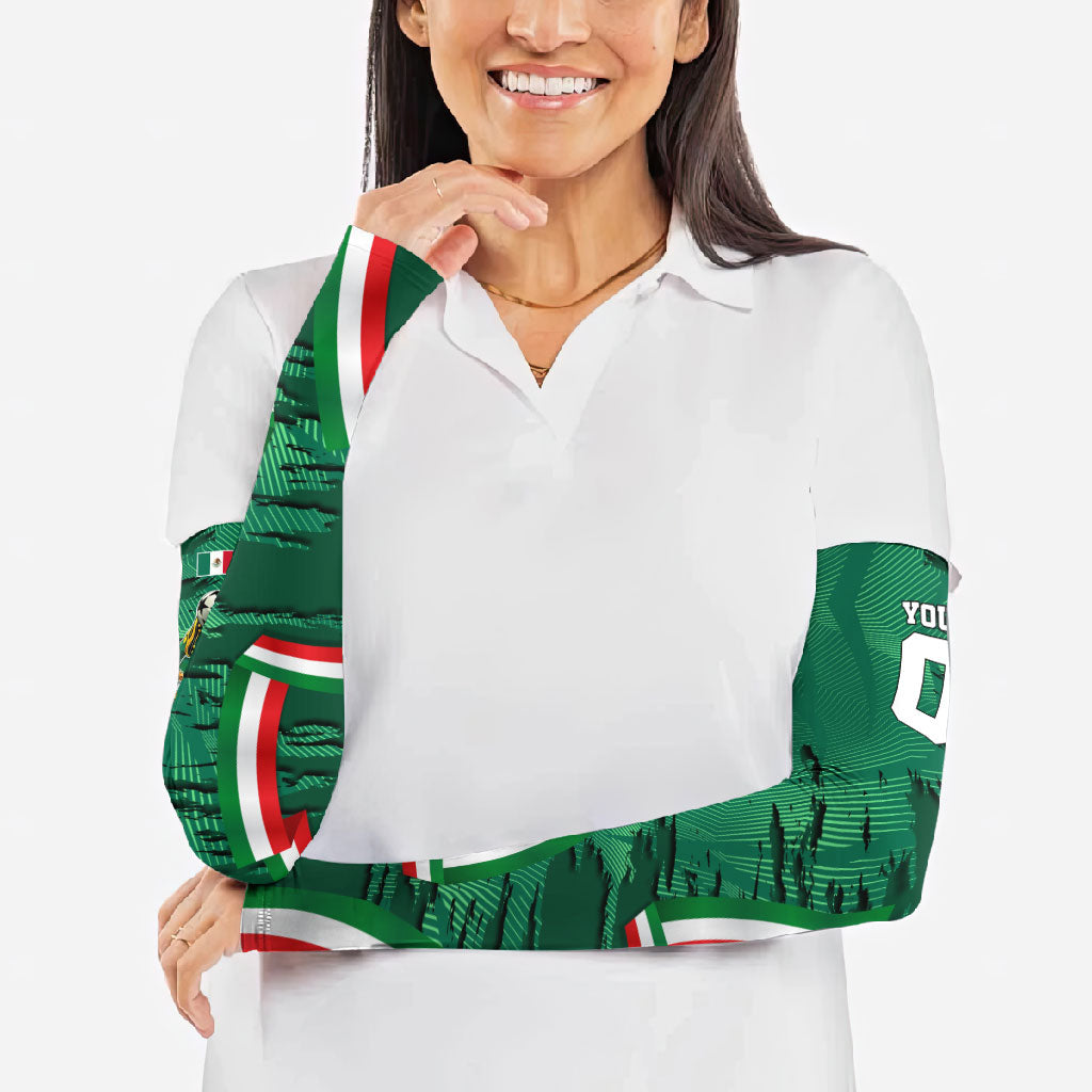 Personalized Mexico Football Arm Sleeves Jaguar Mascot Artistic Brush Stroke Texture