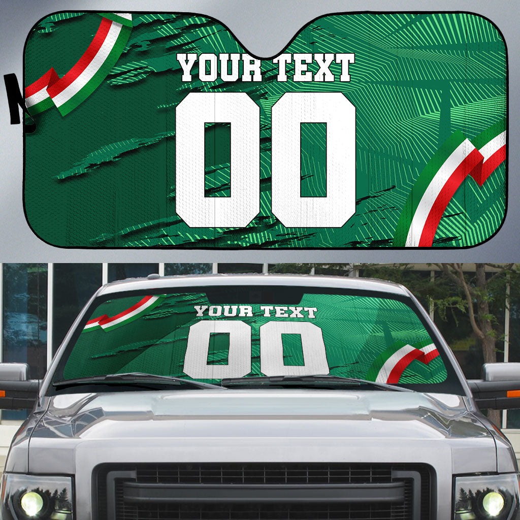 Personalized Mexico Football Auto Sun Shade Jaguar Mascot Artistic Brush Stroke Texture