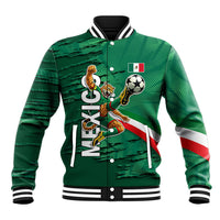 Personalized Mexico Football Baseball Jacket Jaguar Mascot Artistic Brush Stroke Texture