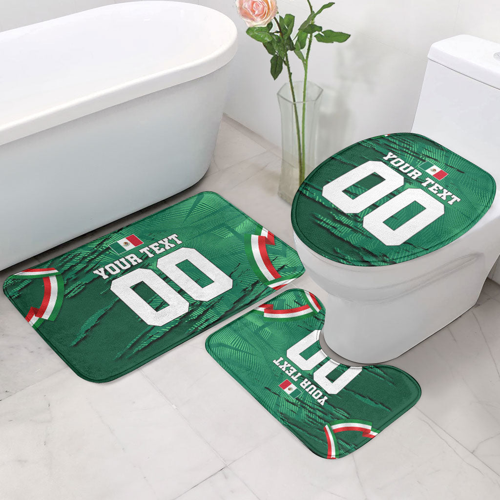 Personalized Mexico Football Bathroom Set Jaguar Mascot Artistic Brush Stroke Texture