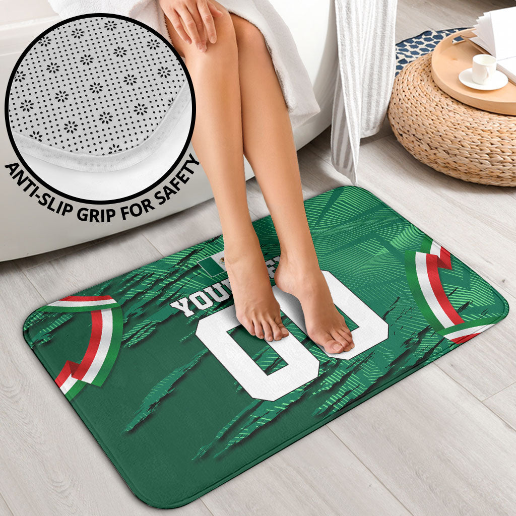 Personalized Mexico Football Bathroom Set Jaguar Mascot Artistic Brush Stroke Texture