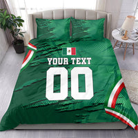 Personalized Mexico Football Bedding Set Jaguar Mascot Artistic Brush Stroke Texture