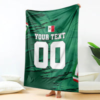 Personalized Mexico Football Blanket Jaguar Mascot Artistic Brush Stroke Texture