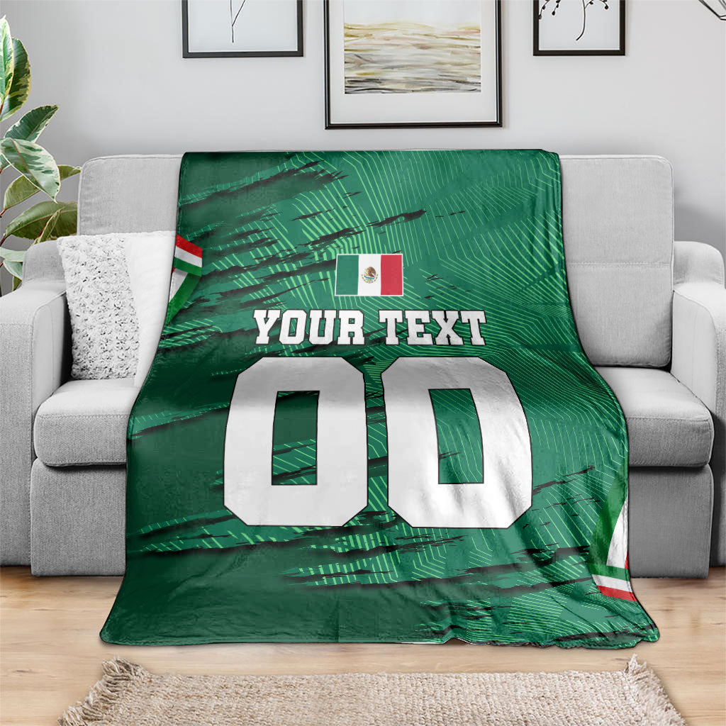 Personalized Mexico Football Blanket Jaguar Mascot Artistic Brush Stroke Texture