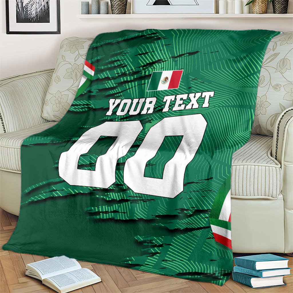 Personalized Mexico Football Blanket Jaguar Mascot Artistic Brush Stroke Texture