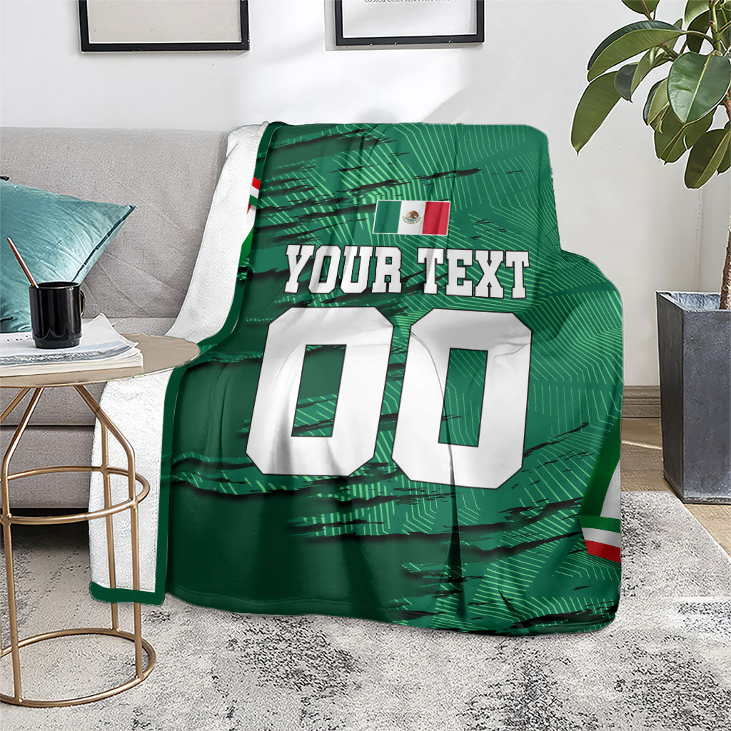 Personalized Mexico Football Blanket Jaguar Mascot Artistic Brush Stroke Texture
