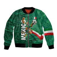 Personalized Mexico Football Bomber Jacket Jaguar Mascot Artistic Brush Stroke Texture