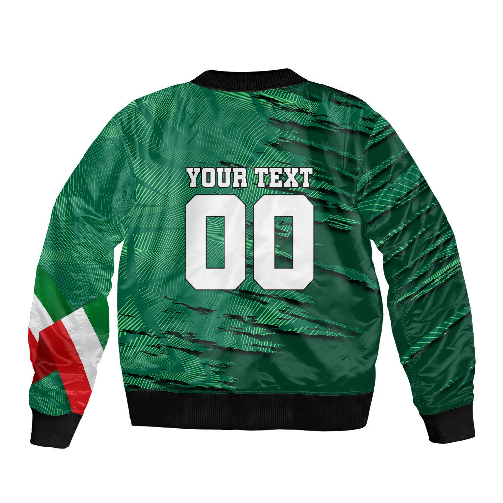 Personalized Mexico Football Bomber Jacket Jaguar Mascot Artistic Brush Stroke Texture