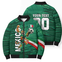 Personalized Mexico Football Bomber Puffer Jacket Jaguar Mascot Artistic Brush Stroke Texture