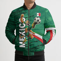 Personalized Mexico Football Bomber Puffer Jacket Jaguar Mascot Artistic Brush Stroke Texture