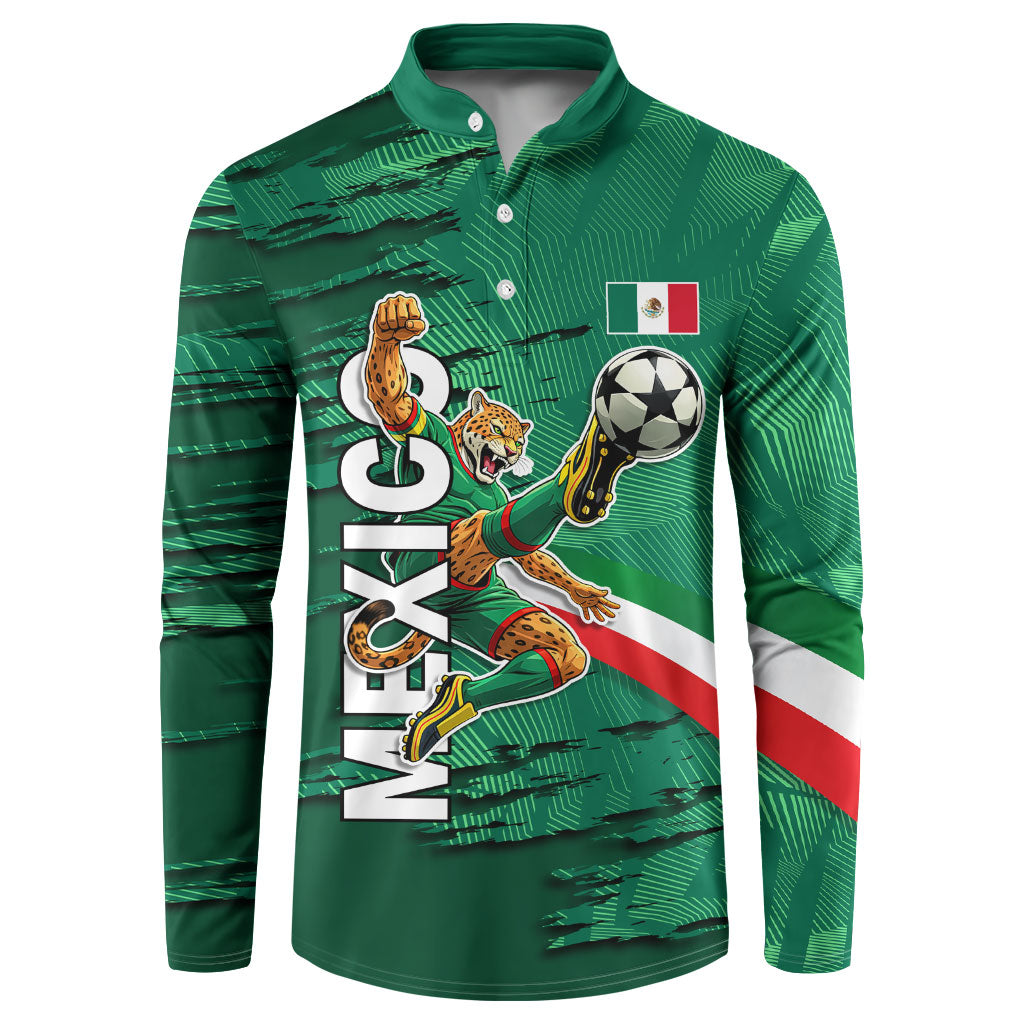 Personalized Mexico Football Button Sweatshirt Jaguar Mascot Artistic Brush Stroke Texture